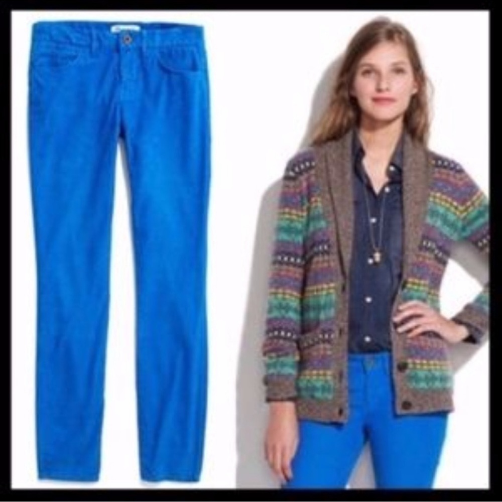 MADEWELL Skinny Corduroy Jeans Pants- Bright Blue Size 24